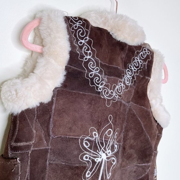 ⚡️SOLD⚡️ VINTAGE 70s afghan boho folk art shearling vest - size xxs - Picture 5 of 6